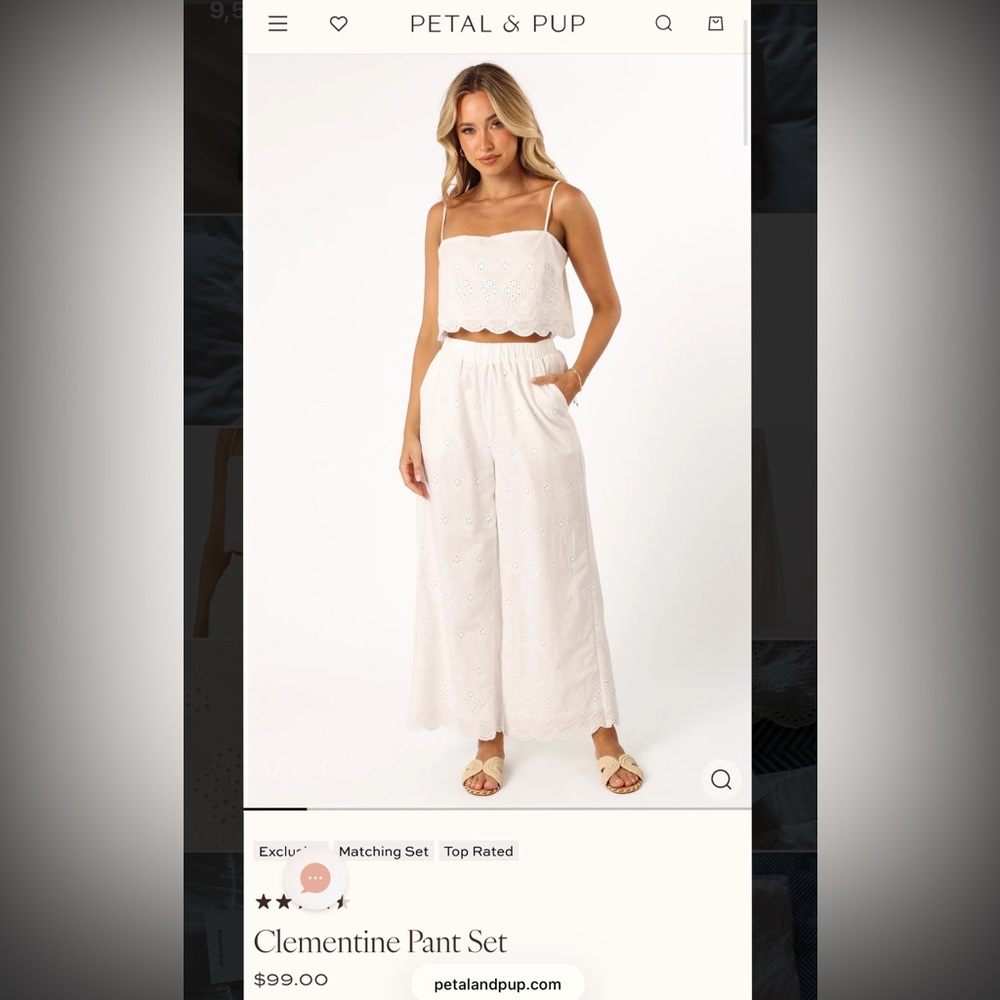 Petal & Pup White Eyelet Wide Leg Pant Set